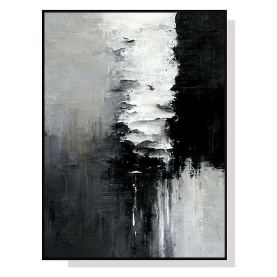 Wall Art 60cmx90cm Abstract Black White Artwork Black Frame Canvas - Magdasmall