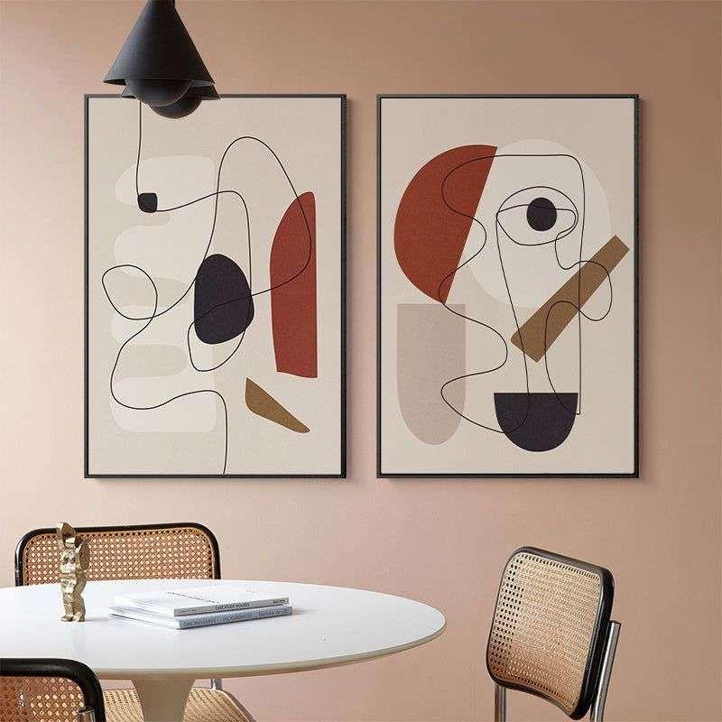 Wall Art 60cmx90cm Abstract Line Art By Picasso 3 Sets Black Frame Canvas - Magdasmall