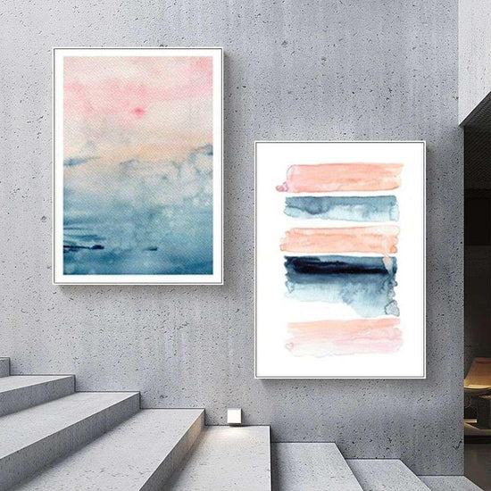 Wall Art 60cmx90cm Abstract Pink 2 Sets White Frame Canvas - Magdasmall