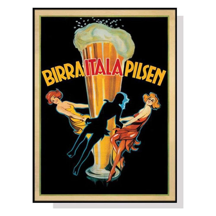 Wall Art 60cmx90cm Birra Itala Pilsen Black Frame Canvas - Magdasmall