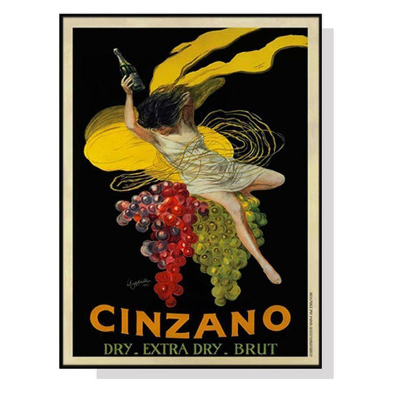 Wall Art 60cmx90cm Cinzano Black Frame Canvas