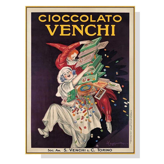 Wall Art 60cmx90cm Cioccolato Venchi Vintage Gold Frame Canvas