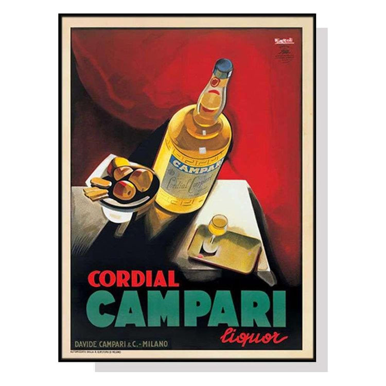 Wall Art 60cmx90cm Cordial Campari Liquor Black Frame Canvas - Magdasmall