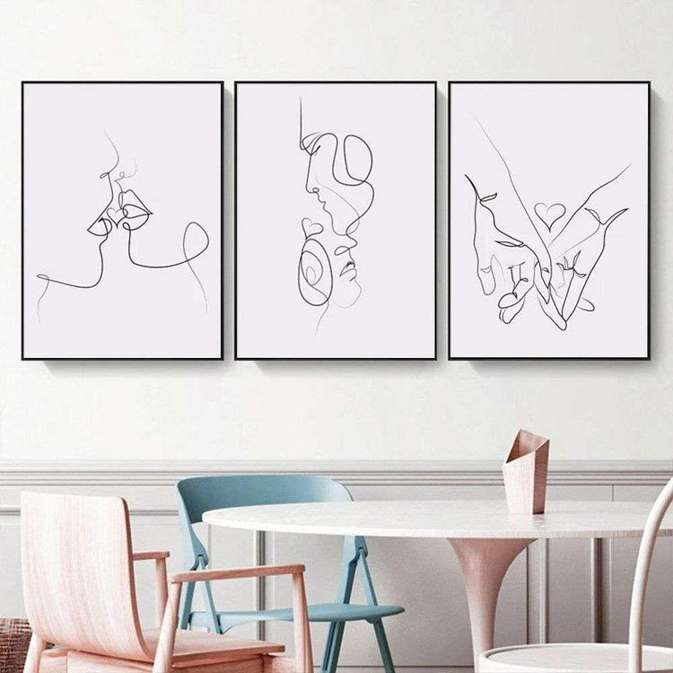 Wall Art 60cmx90cm Couples 3 Sets Black Frame Canvas