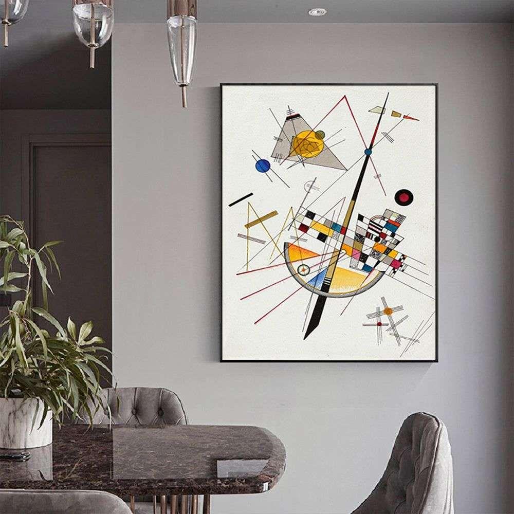 Wall Art 60cmx90cm Delicate Tension By Wassily Kandinsky Black Frame Canvas - Magdasmall