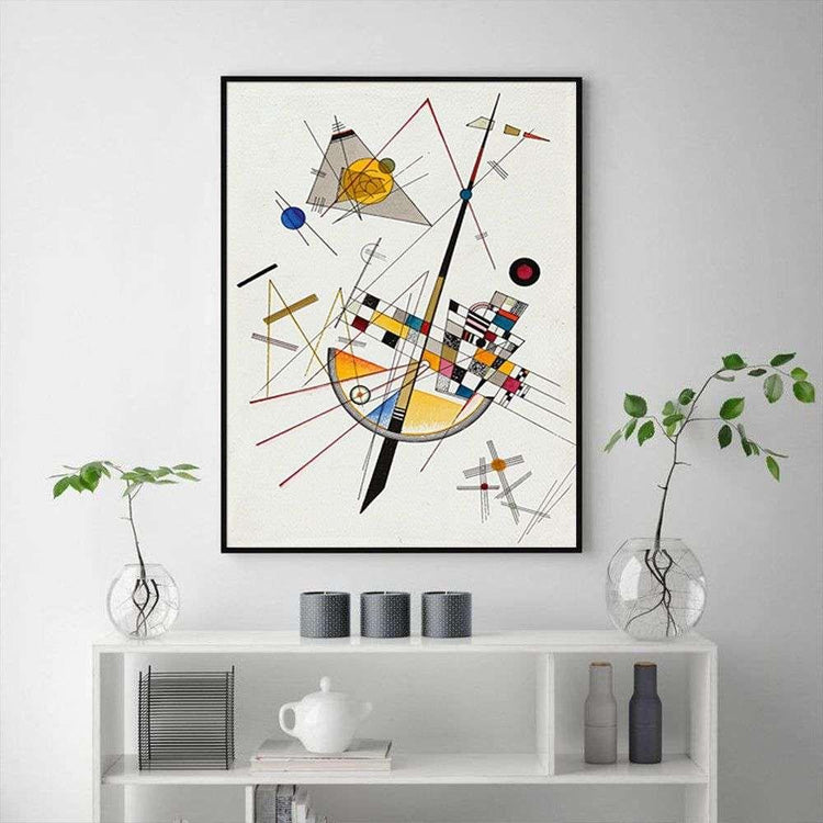 Wall Art 60cmx90cm Delicate Tension By Wassily Kandinsky Black Frame Canvas - Magdasmall