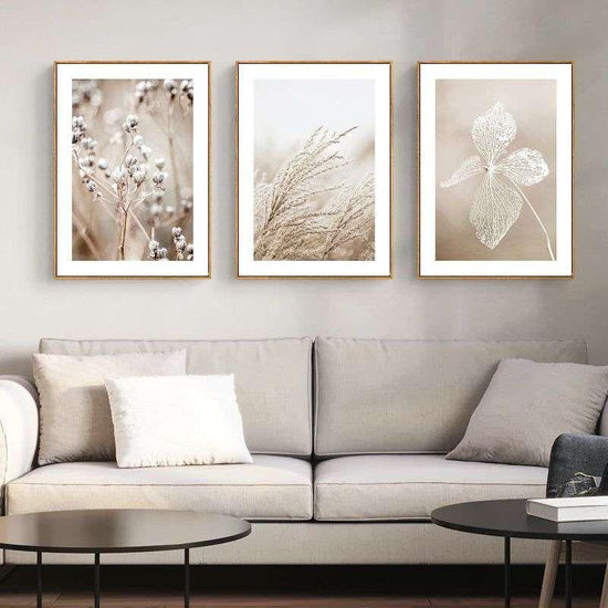 Wall Art 60cmx90cm Dried Flower 3 Sets Wood Frame Canvas - Magdasmall