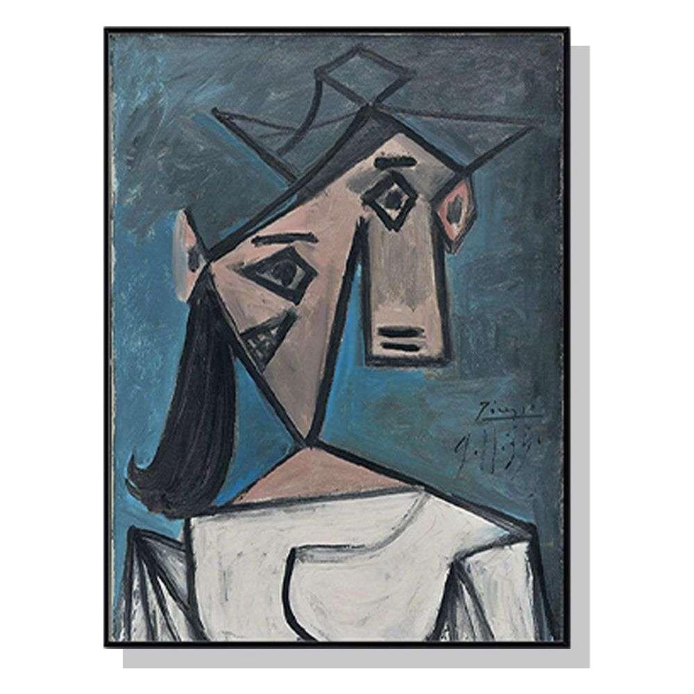 Wall Art 60cmx90cm Head Of A Woman By Pablo Picasso Black Frame Canvas