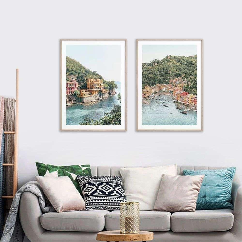 Wall Art 60cmx90cm Italy Coast 2 Sets Wood Frame Canvas - Magdasmall