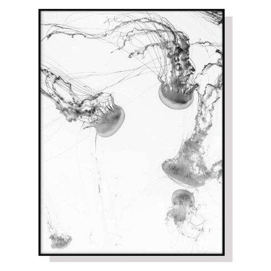 Wall Art 60cmx90cm Jellyfish Black Frame Canvas