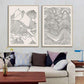 Wall Art 60cmx90cm Line Art Mountain 2 Sets Gold Frame Canvas - Magdasmall