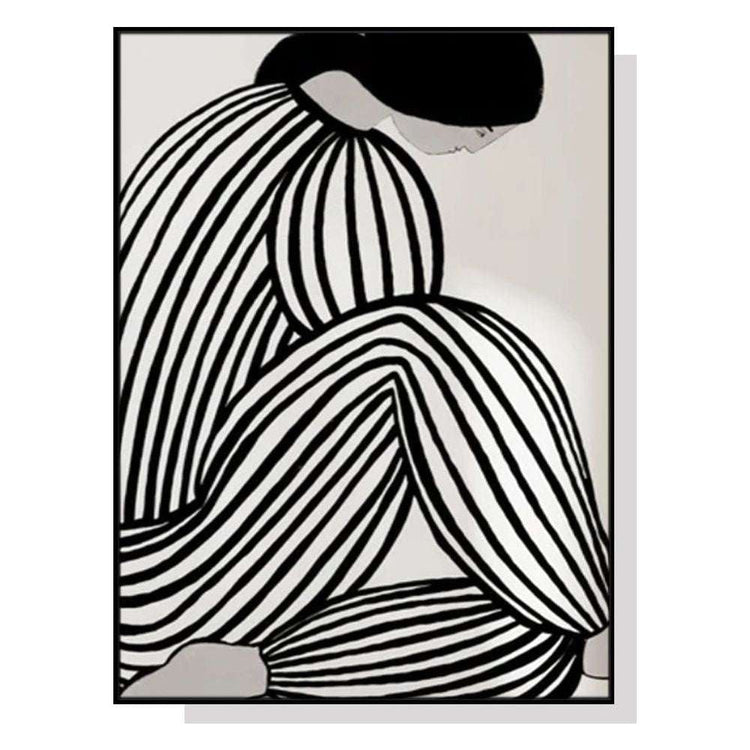 Wall Art 60cmx90cm Mid Century Figure Black Frame Canvas - Magdasmall