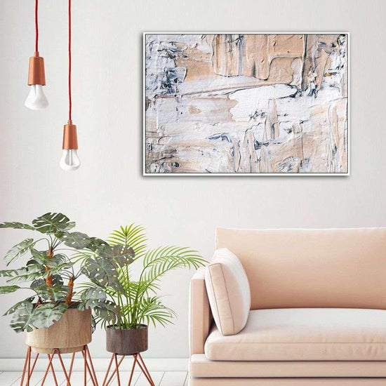 Wall Art 60cmx90cm  Modern Abstract Oil Painting Style White Frame Canvas - Magdasmall