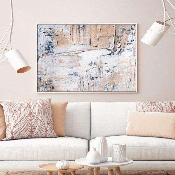 Wall Art 60cmx90cm  Modern Abstract Oil Painting Style White Frame Canvas - Magdasmall