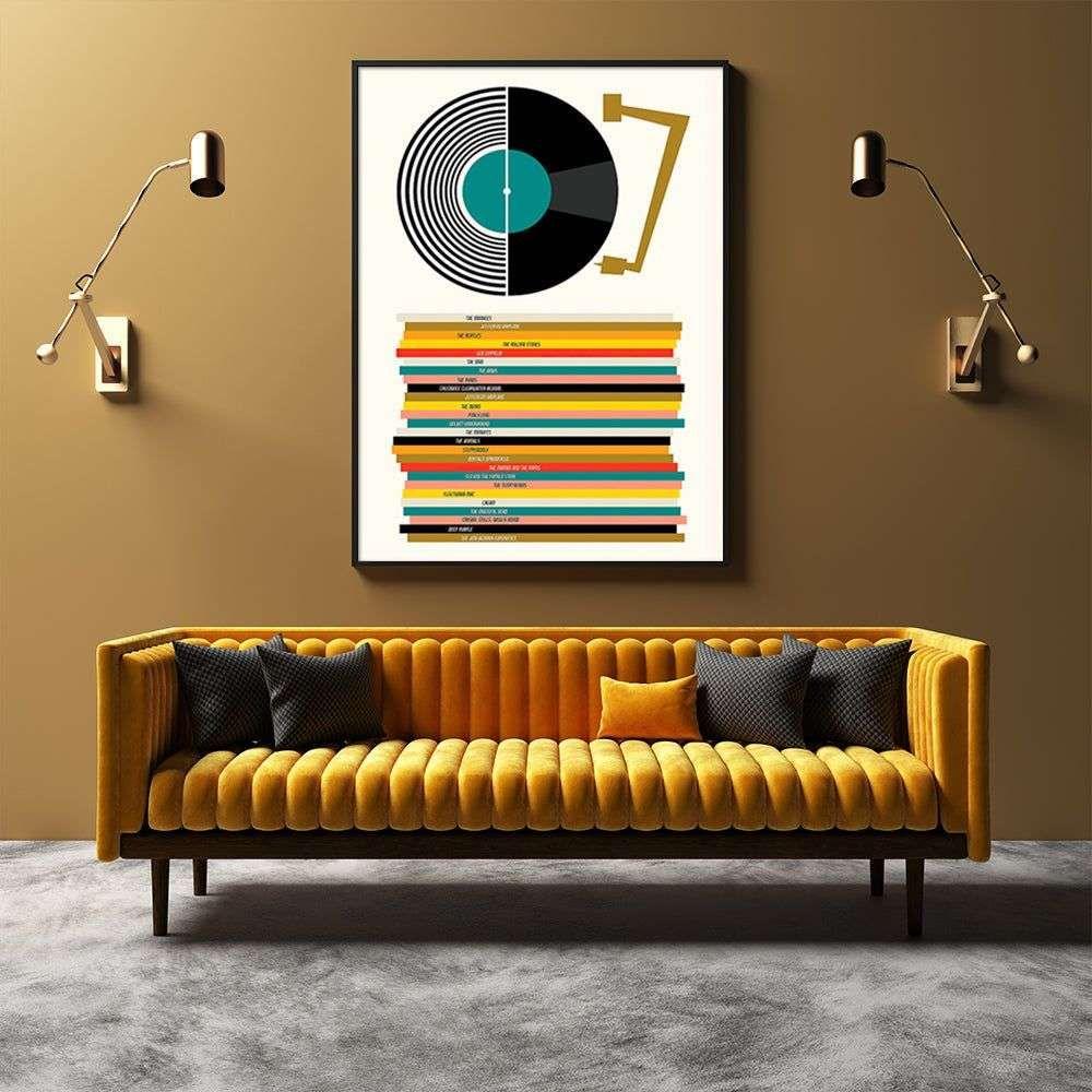 Wall Art 60cmx90cm Music Black Frame Canvas - Magdasmall