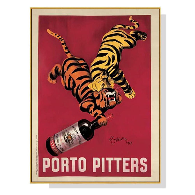 Wall Art 60cmx90cm Porto Pitters Vintage Gold Frame Canvas - Magdasmall