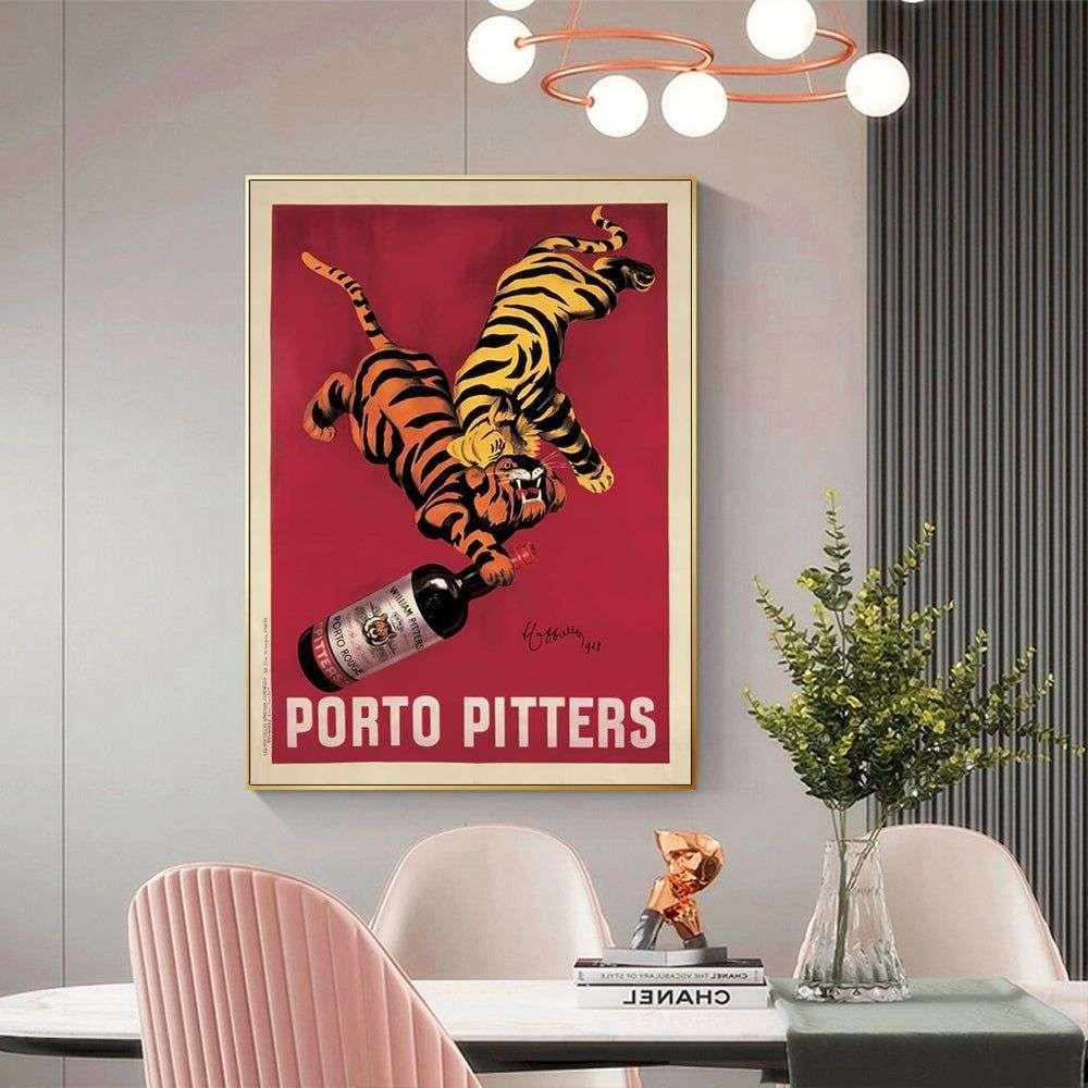 Wall Art 60cmx90cm Porto Pitters Vintage Gold Frame Canvas - Magdasmall