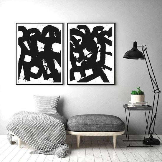 Wall Art 60cmx90cm Rock N Roll 2 Sets Black Frame Canvas - Magdasmall