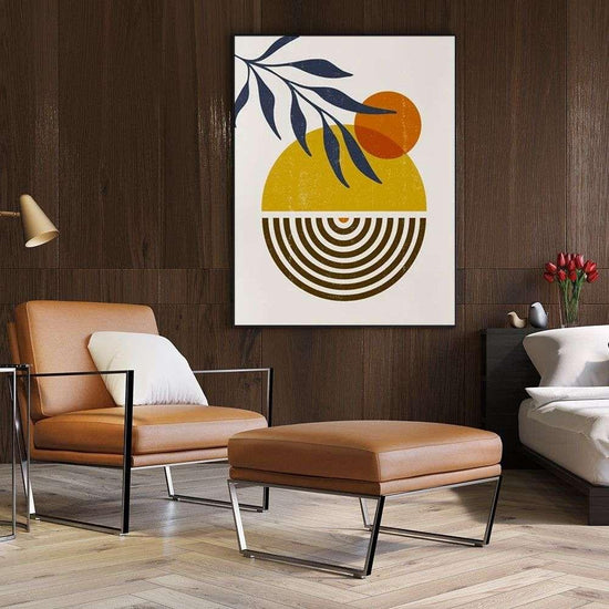 Wall Art 60cmx90cm Sun and Moon Black Frame Canvas - Magdasmall