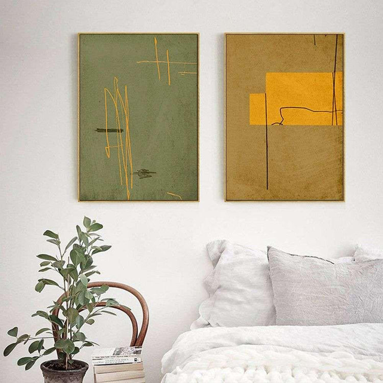 Wall Art 60cmx90cm United Study 2 Sets Gold Frame Canvas - Magdasmall