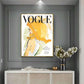 Wall Art 60cmx90cm Vogue Girl Gold Frame Canvas - Magdasmall