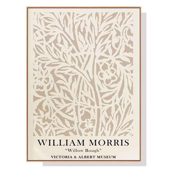 Wall Art 60cmx90cm William Morris Neutral Wood Frame Canvas - Magdasmall