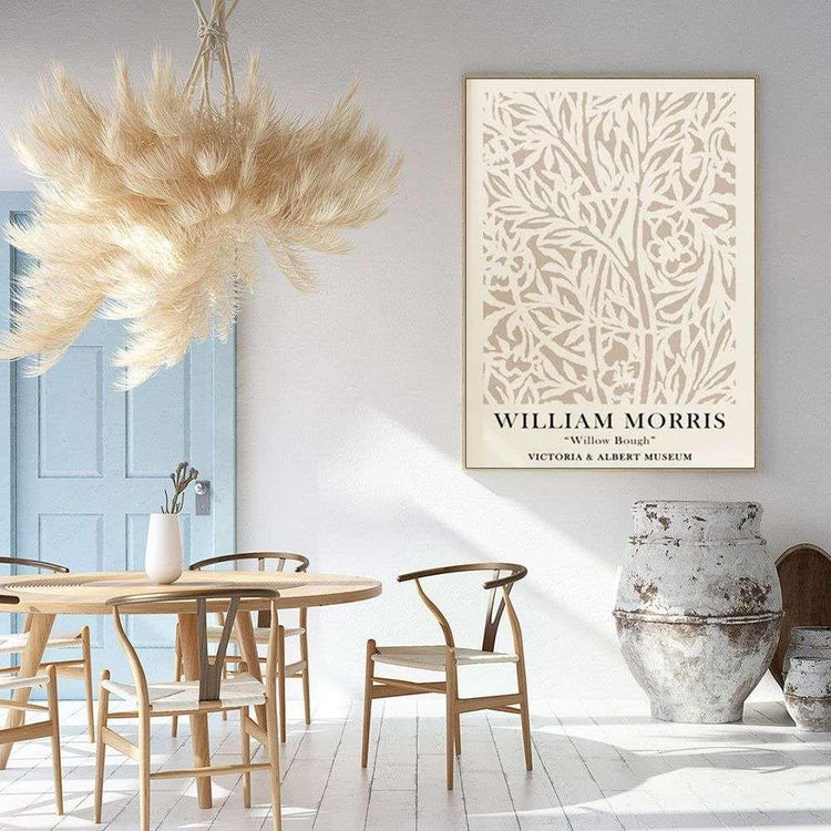 Wall Art 60cmx90cm William Morris Neutral Wood Frame Canvas - Magdasmall