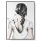 Wall Art 60cmx90cm Woman Back With Butterfly Black Frame Canvas - Magdasmall