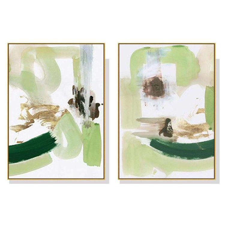 Wall Art 70cmx100cm Abstract Green Mint 2 Sets Gold Frame Canvas