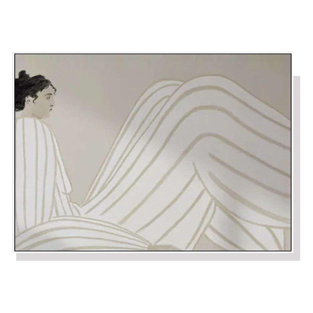 Wall Art 70cmx100cm Abstract Lady White Frame Canvas - Magdasmall