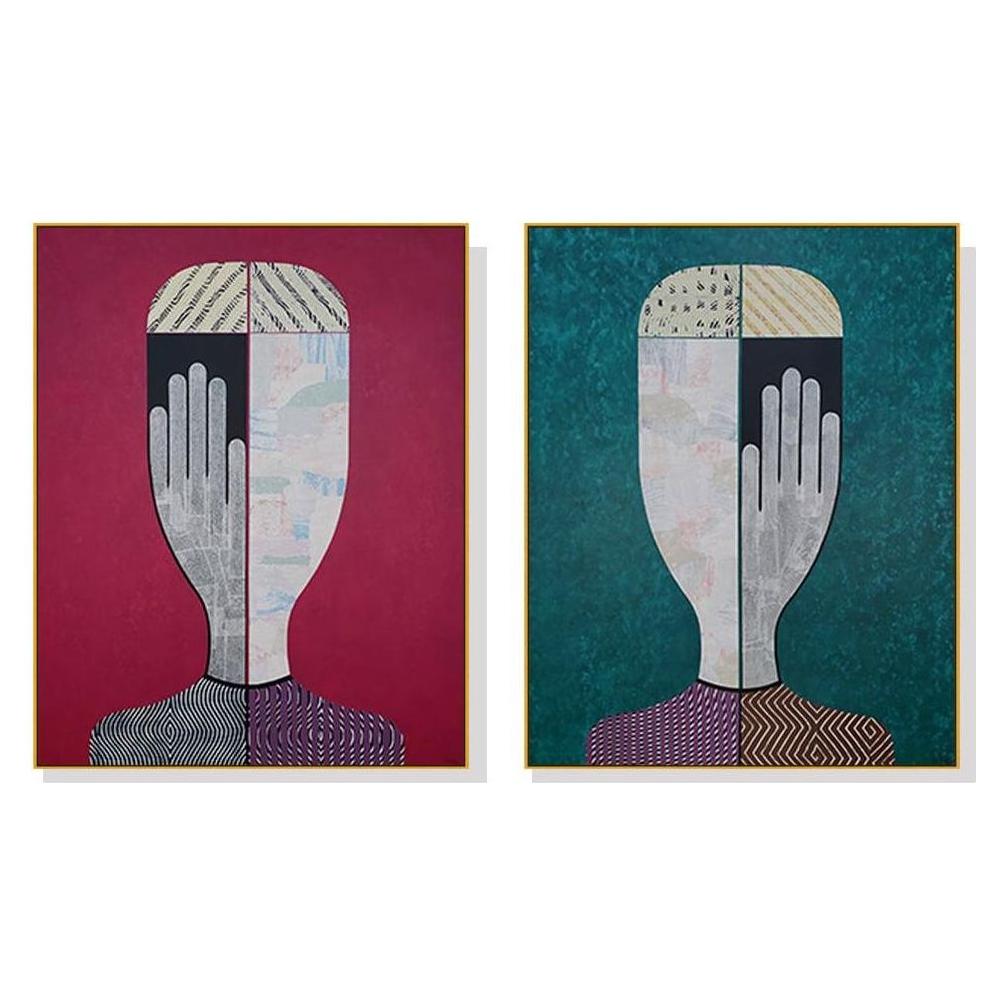 Wall Art 70cmx100cm Abstract Man And Woman 2 Sets Gold Frame Canvas - Magdasmall