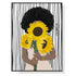 Wall Art 70cmx100cm African Woman Sunflower Black Frame Canvas - Magdasmall