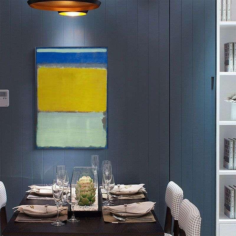 Wall Art 70cmx100cm Blue Yellow Green By Mark Rothko Black Frame Canvas - Magdasmall