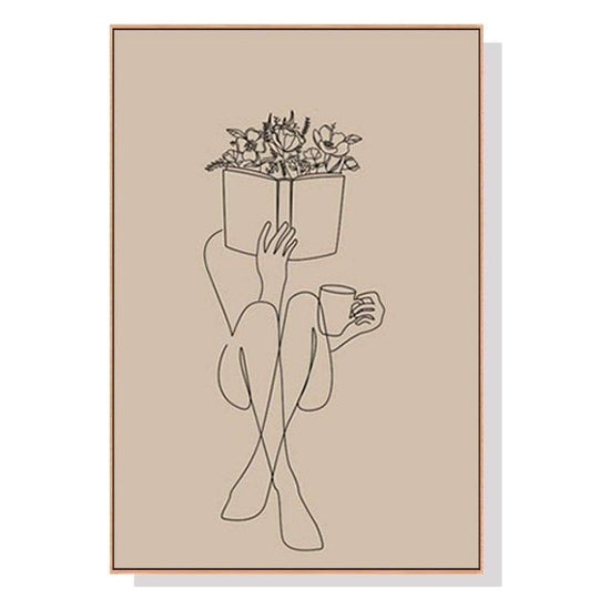 Wall Art 70cmx100cm Book Lover Wood Frame Canvas - Magdasmall