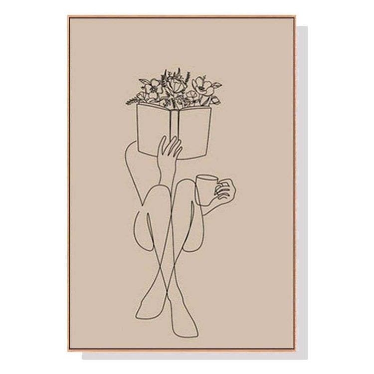 Wall Art 70cmx100cm Book Lover Wood Frame Canvas - Magdasmall