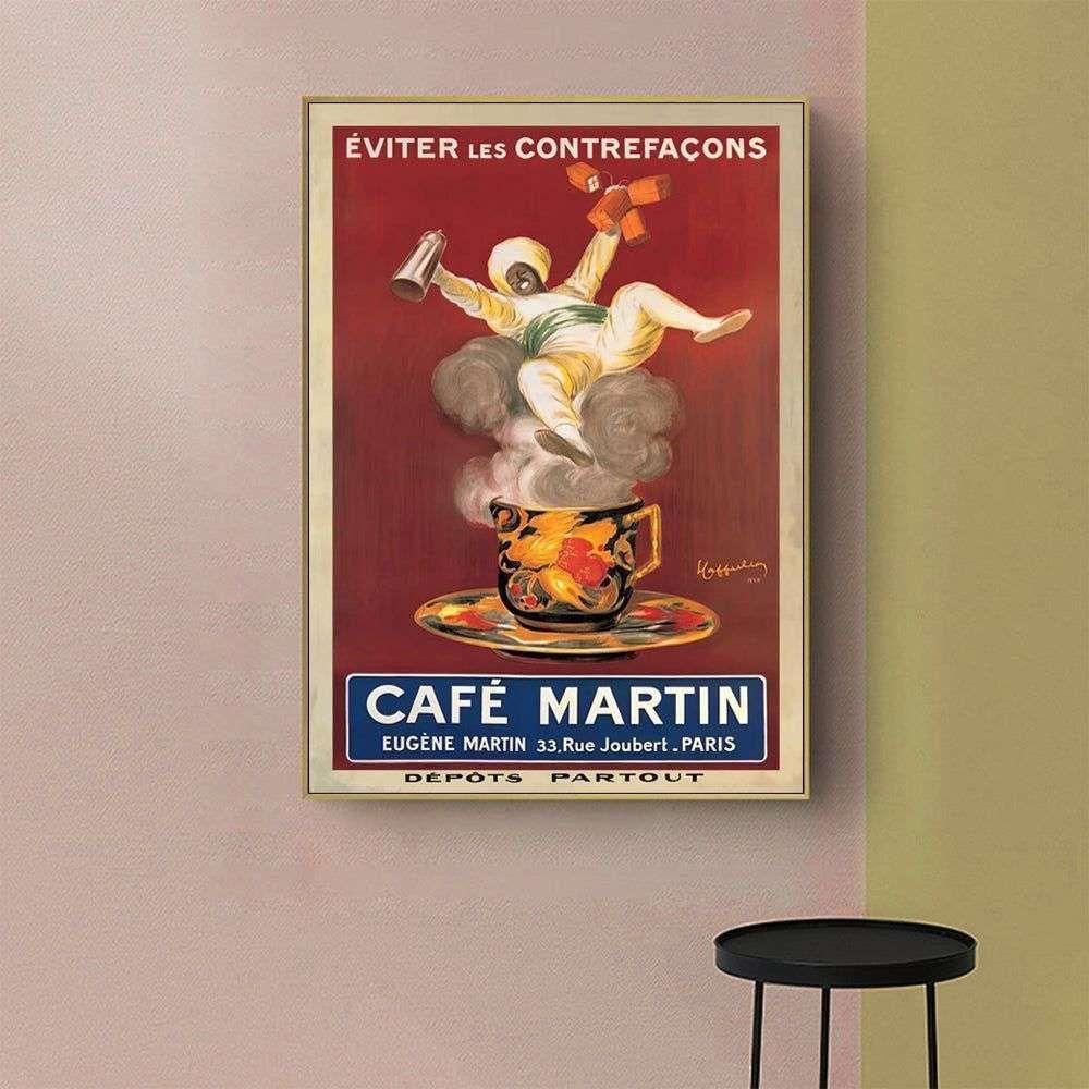Wall Art 70cmx100cm Cafe Martin Gold Frame Canvas - Magdasmall