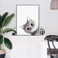 Wall Art 70cmx100cm Cat With Glasses Black Frame Canvas - Magdasmall