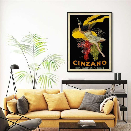 Wall Art 70cmx100cm Cinzano Black Frame Canvas - Magdasmall