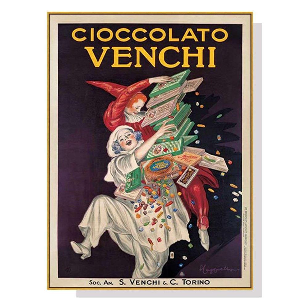 Wall Art 70cmx100cm Cioccolato Venchi Vintage Gold Frame Canvas - Magdasmall