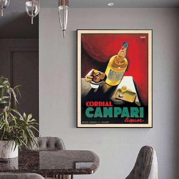 Wall Art 70cmx100cm Cordial Campari Liquor Black Frame Canvas - Magdasmall