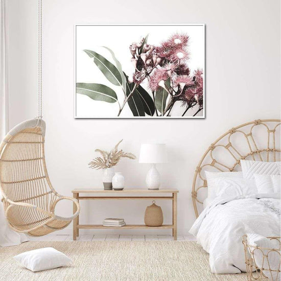 Wall Art 70cmx100cm Eucalyptus in Bloom White Frame Canvas - Magdasmall