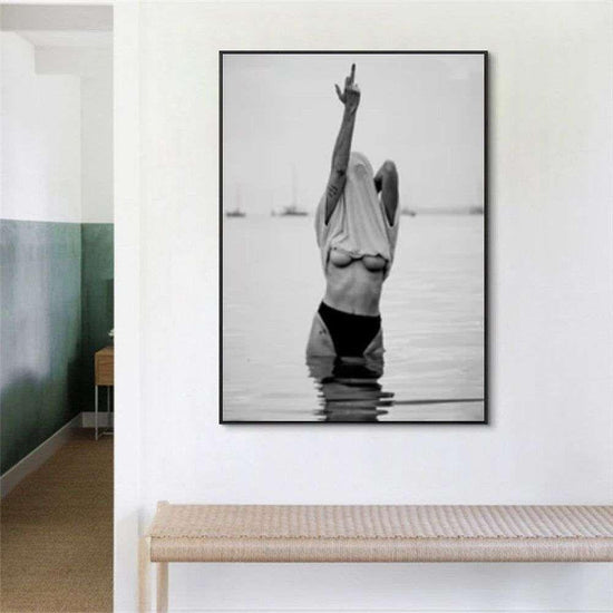 Wall Art 70cmx100cm Feminist Print Black Frame Canvas