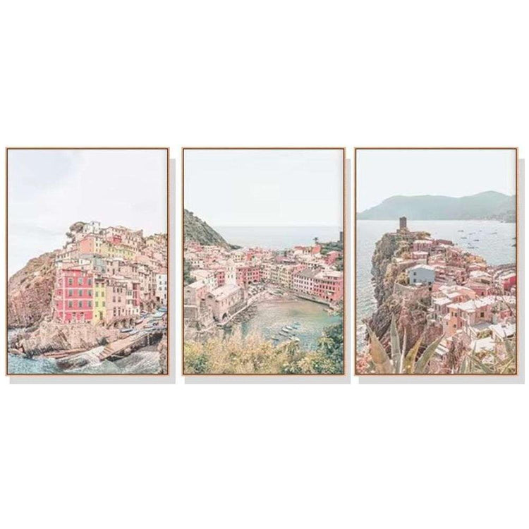 Wall Art 70cmx100cm Italy Cinque Terre 3 Sets Wood Frame Canvas