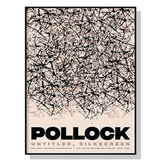 Wall Art 70cmx100cm Jackson Pollock Exhibition II Black Frame Canvas