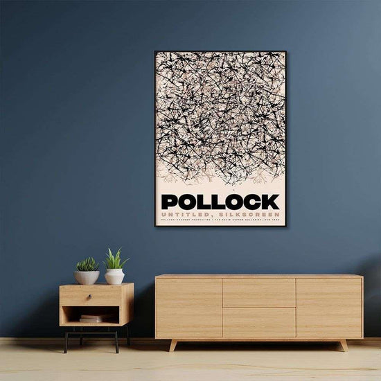 Wall Art 70cmx100cm Jackson Pollock Exhibition II Black Frame Canvas