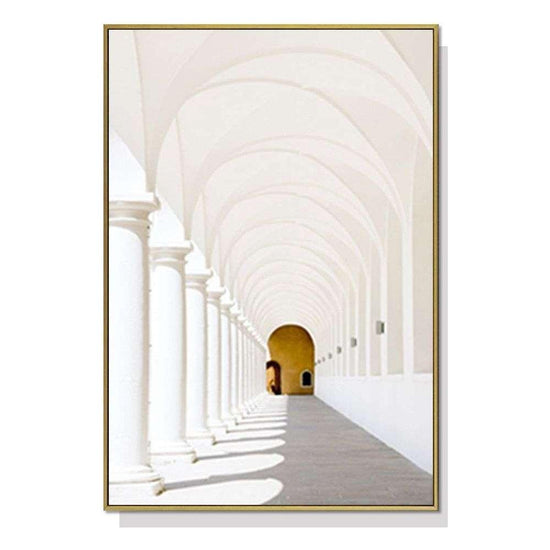 Wall Art 70cmx100cm Long Corridor Style A Gold Frame Canvas - Magdasmall