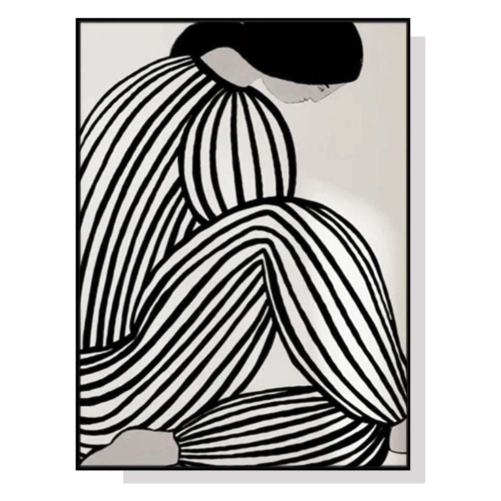 Wall Art 70cmx100cm Mid Century Figure Black Frame Canvas