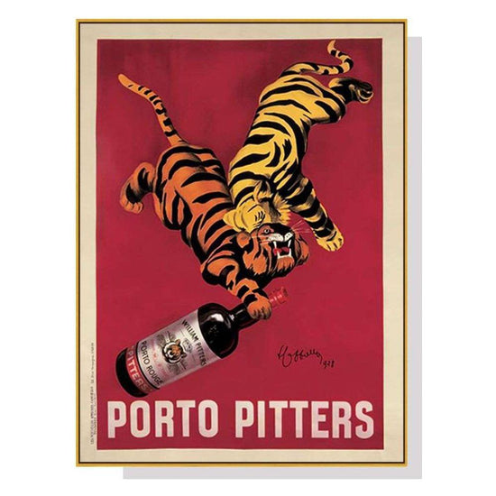 Wall Art 70cmx100cm Porto Pitters Vintage Gold Frame Canvas - Magdasmall