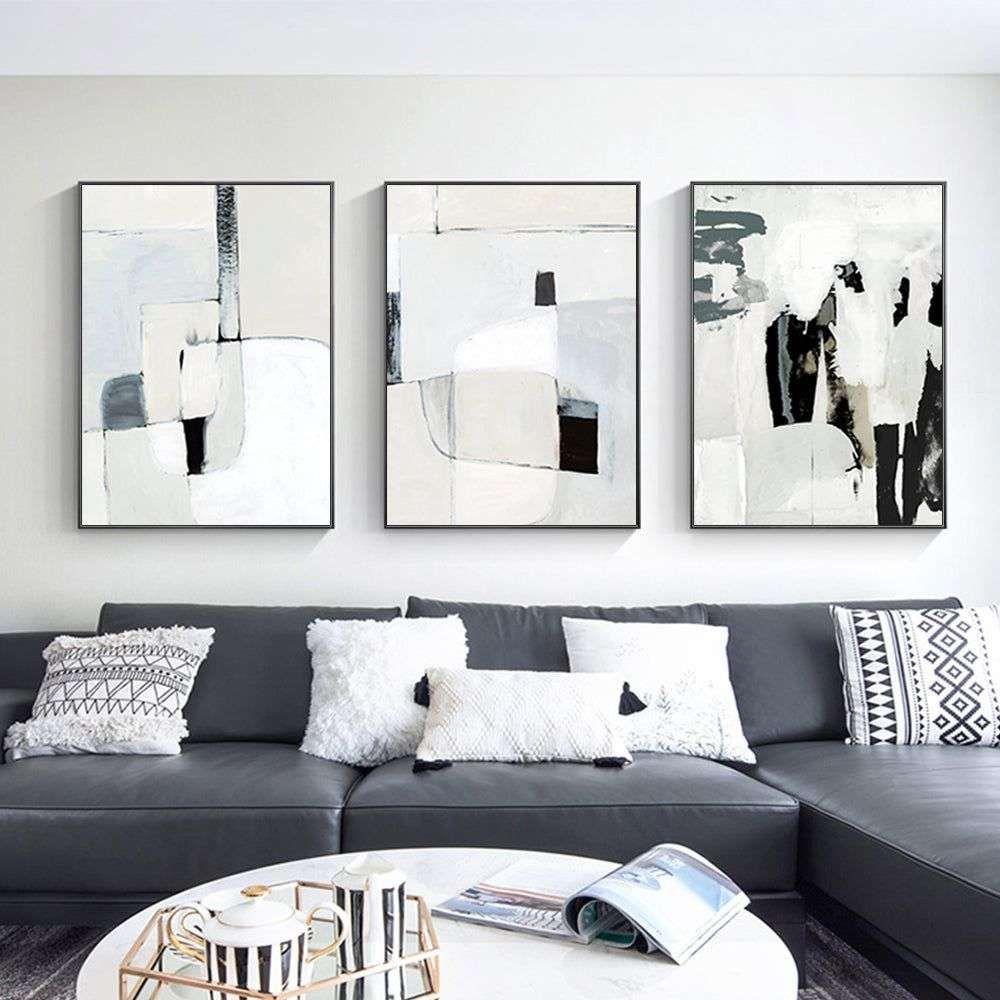 Wall Art 70cmx100cm Soft Spoken 3 Sets Black Frame Canvas