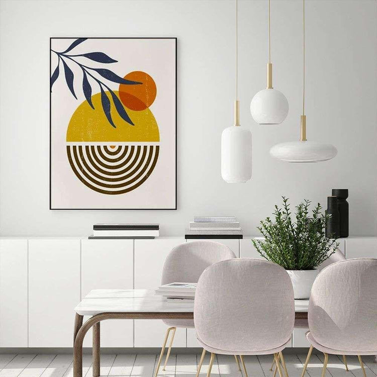 Wall Art 70cmx100cm Sun and Moon Black Frame Canvas - Magdasmall